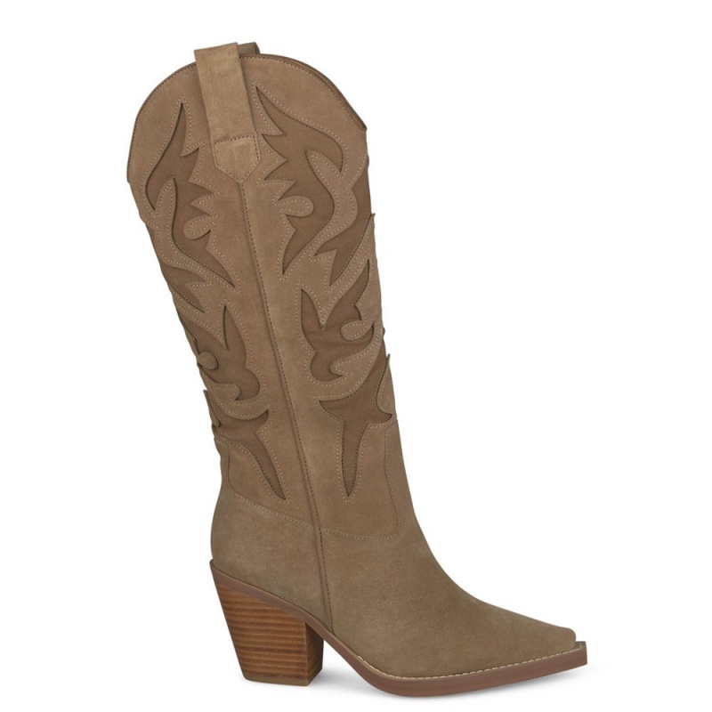 Bottes à Talons Alma En Pena Cowboy Boots Cuir Heel Beige Femme | VVO-15018277